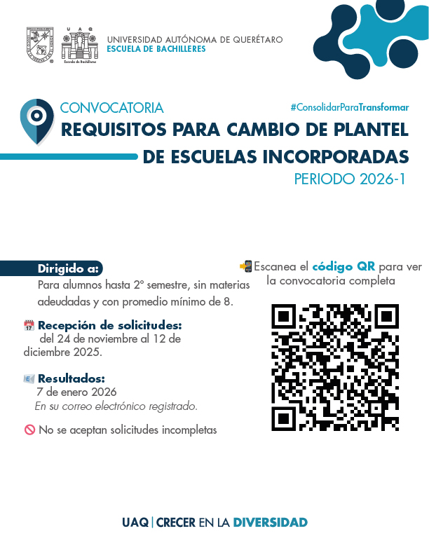 Convocatoria Cambio de Plantel Escuelas Incoporadas